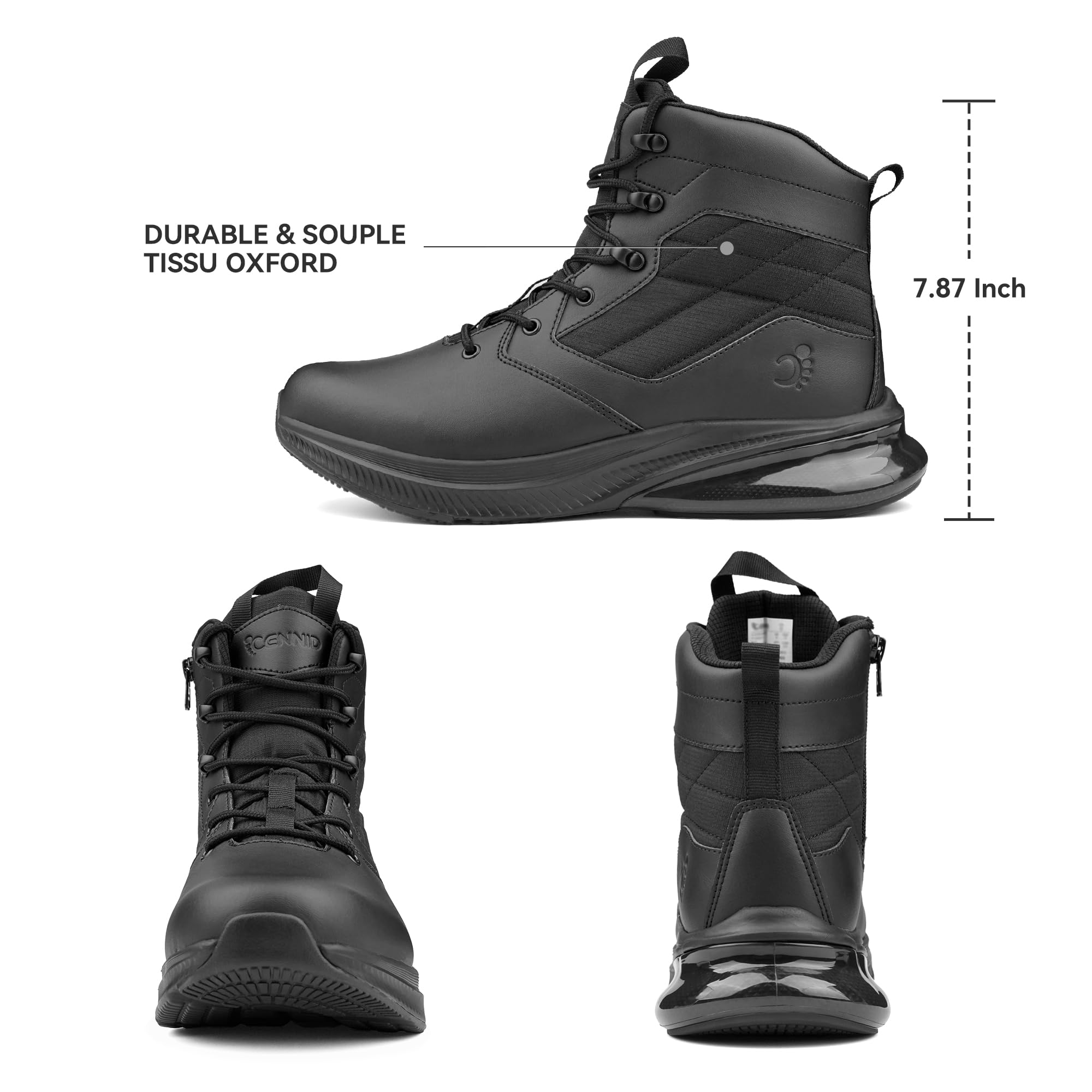Botas de Trabajo Tácticas Militares para Hombre Mujer Impermeable con Cremallera Plantillas Ortopédicas Botas de Combate de Motocicleta