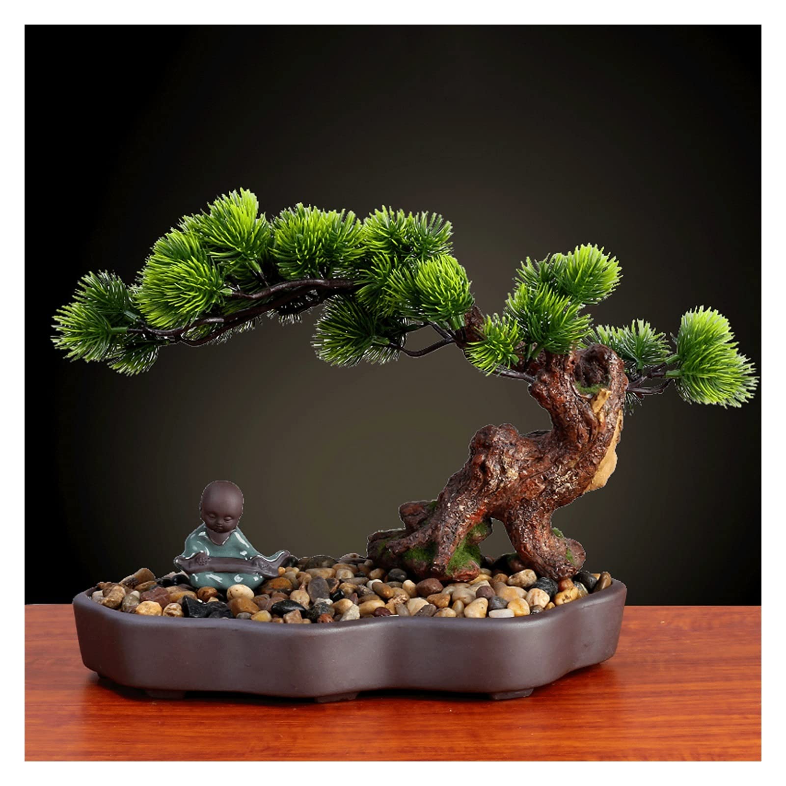 Sztuczne Bonsai 8 cali sztuczna sosna Bonsai, realistyczna dekoracja ze sztucznych roślin, sztuczne rośliny doniczkowe, do ekspozycji na biurku, dekoracje do ogrodu Zen Sztuczne dekoracje roślinne