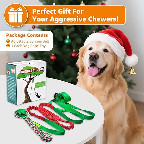 Miniatura 2 de LOOBANI Juguete de remolque elástico para exteriores, juguete para perro para colgar del árbol para perros pequeños a grandes, cuerda de juego