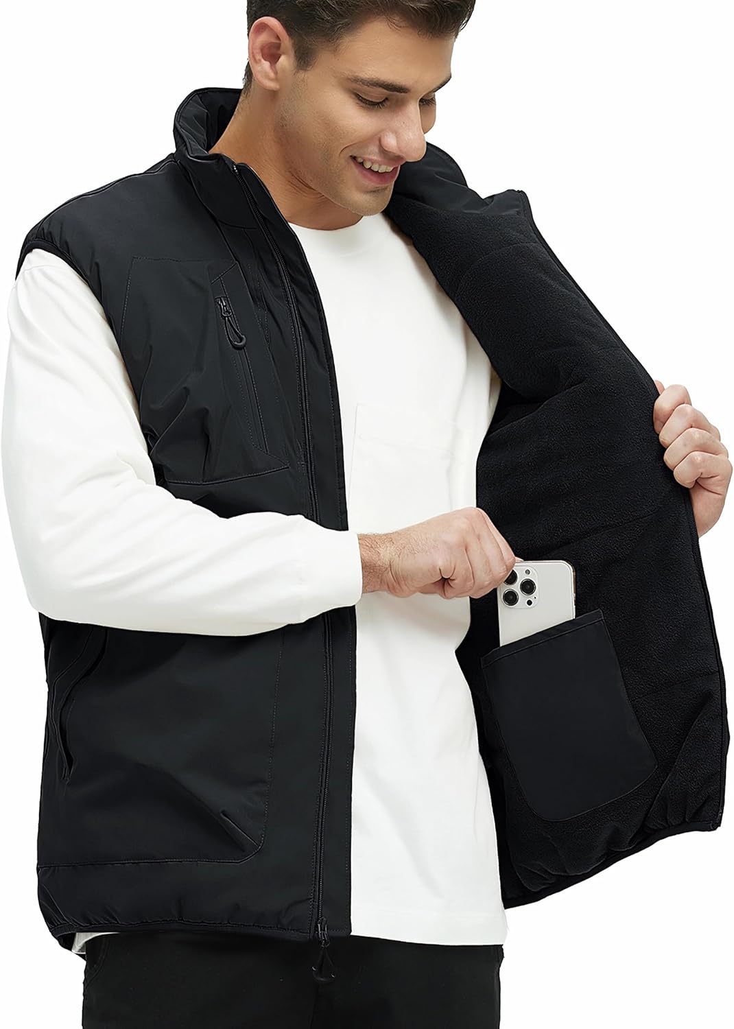 Men's Outerwear Vests Winter Vest Warm Water-Resistant Fleece Lined Mock-Neck Casual Outdoor Sleeveless Jacket - Image 2