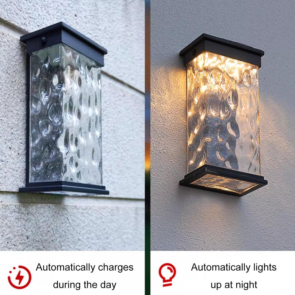 Wodoodporne lampy solarne LED, lampy zewnętrzne do świtu, solarne lampy solarne na ganek, do użytku na zewnątrz, uchwyt ścienny na patio, dziedziniec i garaż