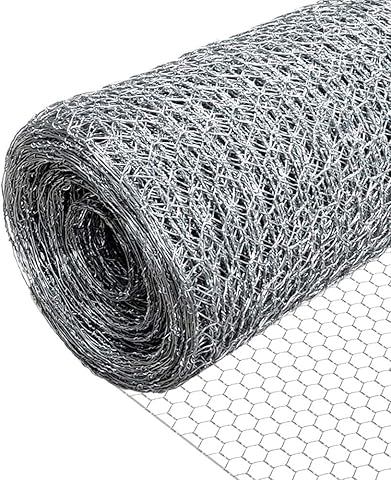 VOUNOT® Red Alambre Hexagonal, Rollo Malla Metalica, Tamaño de Malla 25mm, 100 cm (H) x 25 m (L), Galvanizado, Plata