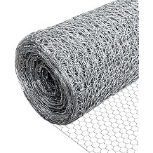VOUNOT Chicken Wire Mesh Roll, Galvanized Hexagonal Wire Mesh Fencing, Wire Poultry Netting, 1m x 25m, Hole Size 25mm, Silver