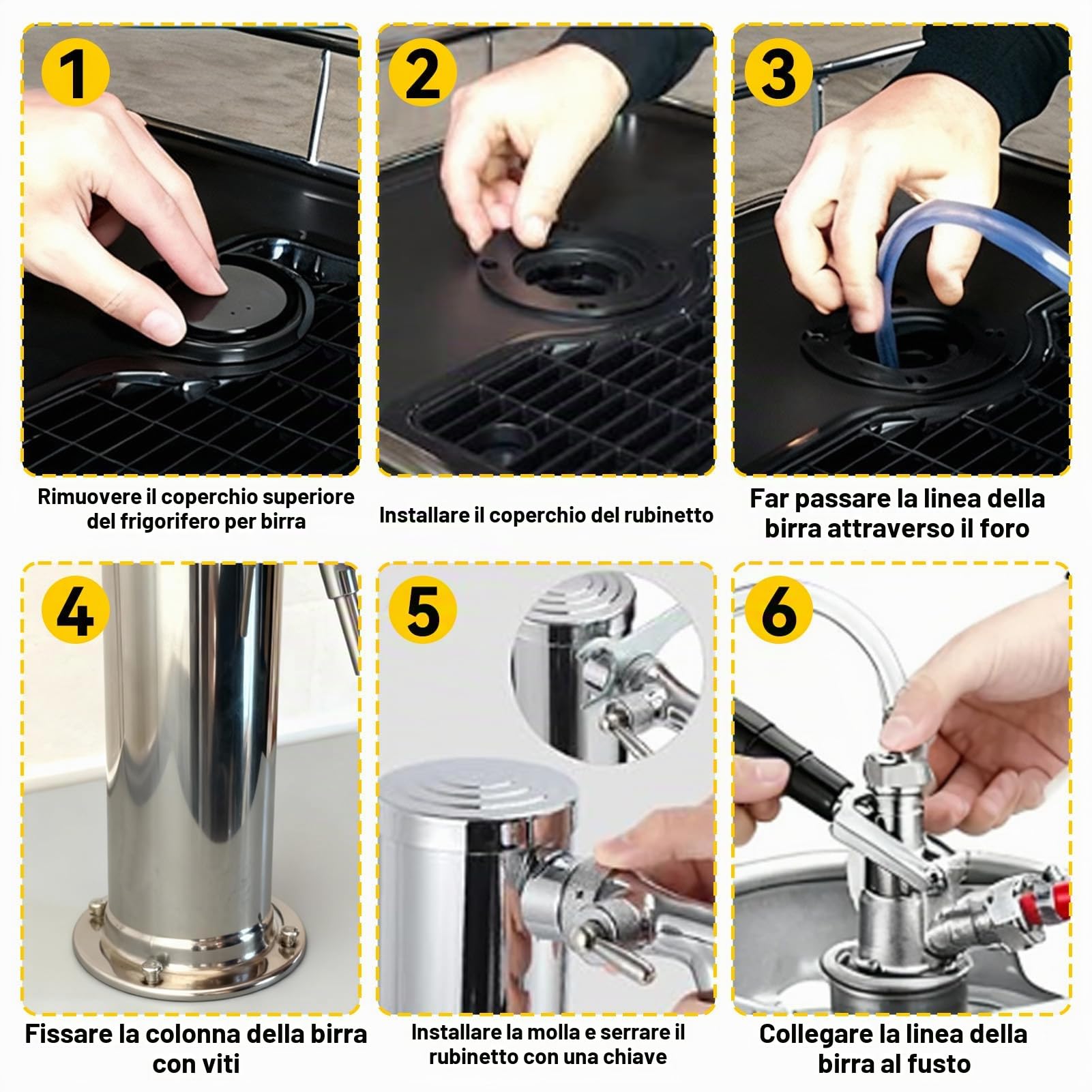Spillatore per Birra alla Spina con Rubinetto Singolo, Dispenser Torre Birra per Fusti in Acciaio Inox per Birra Fatta in Casa, Dispenser per la Birra Succo di Bevanda