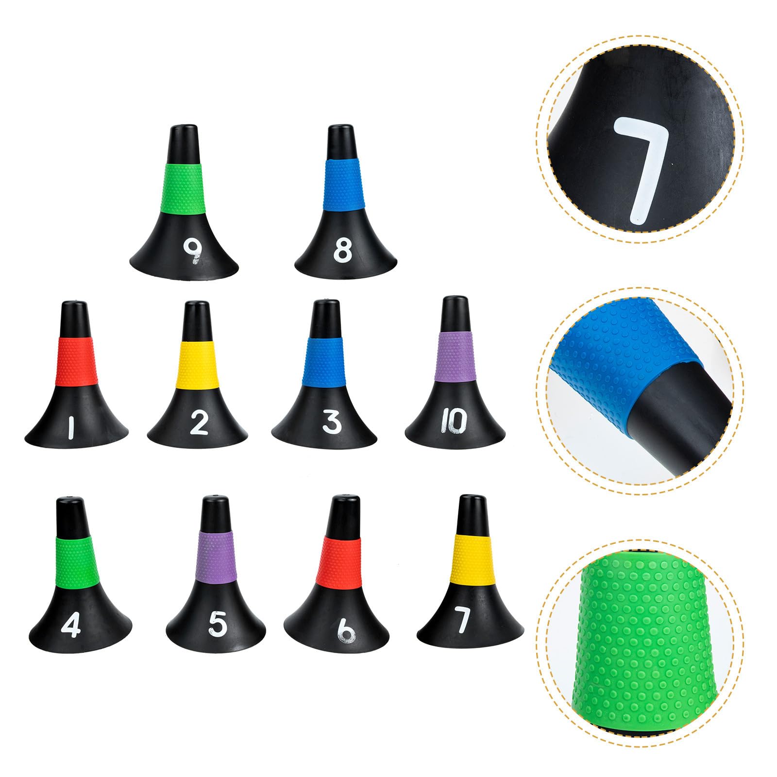 BESPORTBLE Cônes de Balisage de Barils pour Entraînement Football, 10pcs Légers et Portables en PE, pour Obstacles de Marqueur et Coupe du Monde