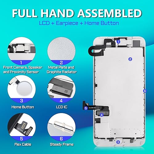 Miniatura 3 de Para iPhone 7 Plus Reemplazo de pantalla con botón de inicio Blanco Fix LCD 3D Touch 5.5 "Pantalla digitalizador Altavoz de oído Montaje completo