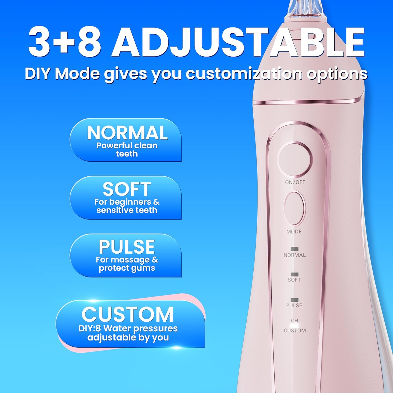 Oralfree Water flosser Teeth Picks - Dental Braces Cordless Oral Irrigator Portable Rechargeable Travel Irrigation Cleaner IPX7 Waterproof Electric Professional Flossing Teeth Cleaning for Home - Image 3