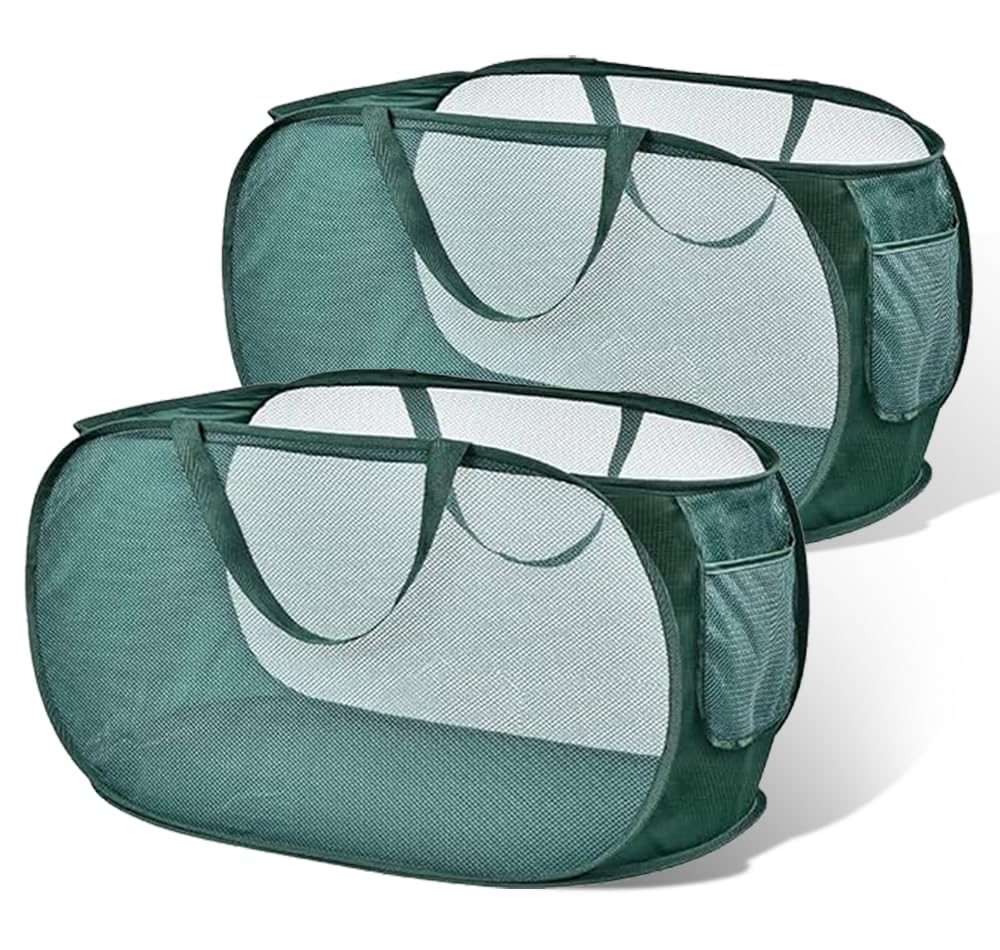 Hooha 77L Faltbarer Wäschekorbwagen - Mit 2 Körben Und Rädern Für Mobilität