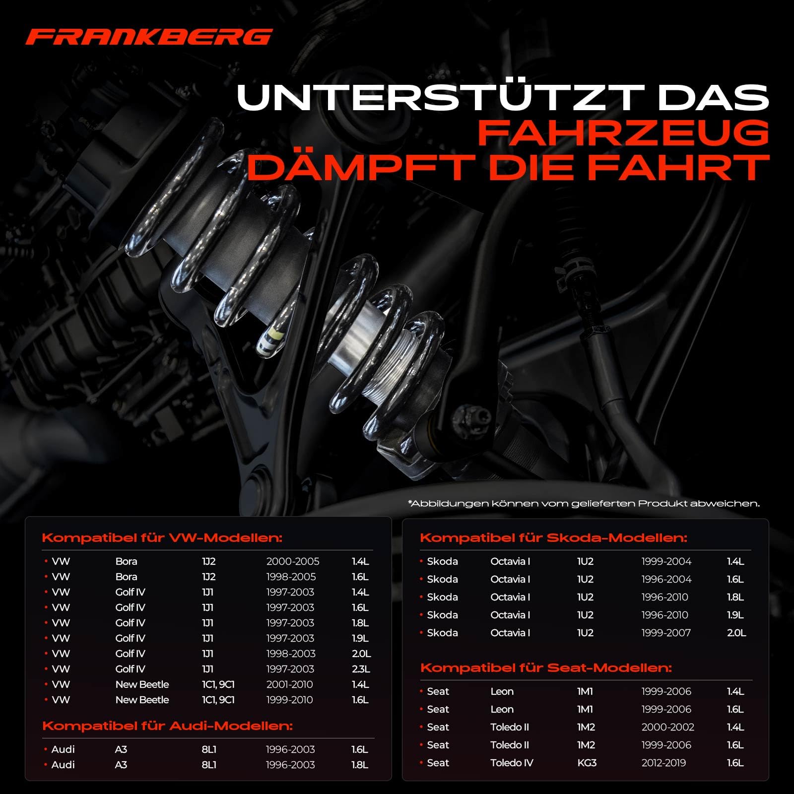 Frankberg 2x Federn Fahrwerksfeder Hinterachse Kompatibel mit A3 1996-2003 Leon 1999-2006 Golf IV 1997-2003 B.o.r.a 1998-2013 New Beetle 1998-2010 Replace# 1J0511115AJ