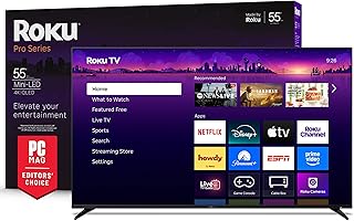 Roku Smart TV 2025 – 55-Inch Pro Series, Mini-LED TV – RokuTV with Backlit Voice Remote Pro – Flat Screen 4K QLED Television with 120Hz Refresh Rate & Dolby Vision IQ, Live News, Sports, Entertainment