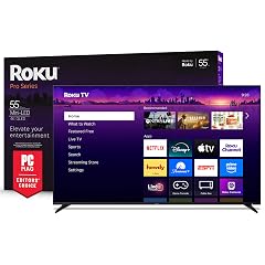 Roku Smart TV 2025 55-Inch Pro Series Mini-LED TV RokuTV with Backlit Voice Remote Pro Flat Screen 4K