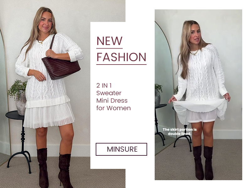 knee length dresses for ladies Twofer Sweater Dress main image 0