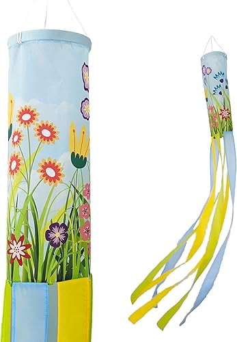 Manguito de viento de flores silvestres Decoración duradera para colgar en exteriores Patio, jardín, patio y más 60 pulgadas