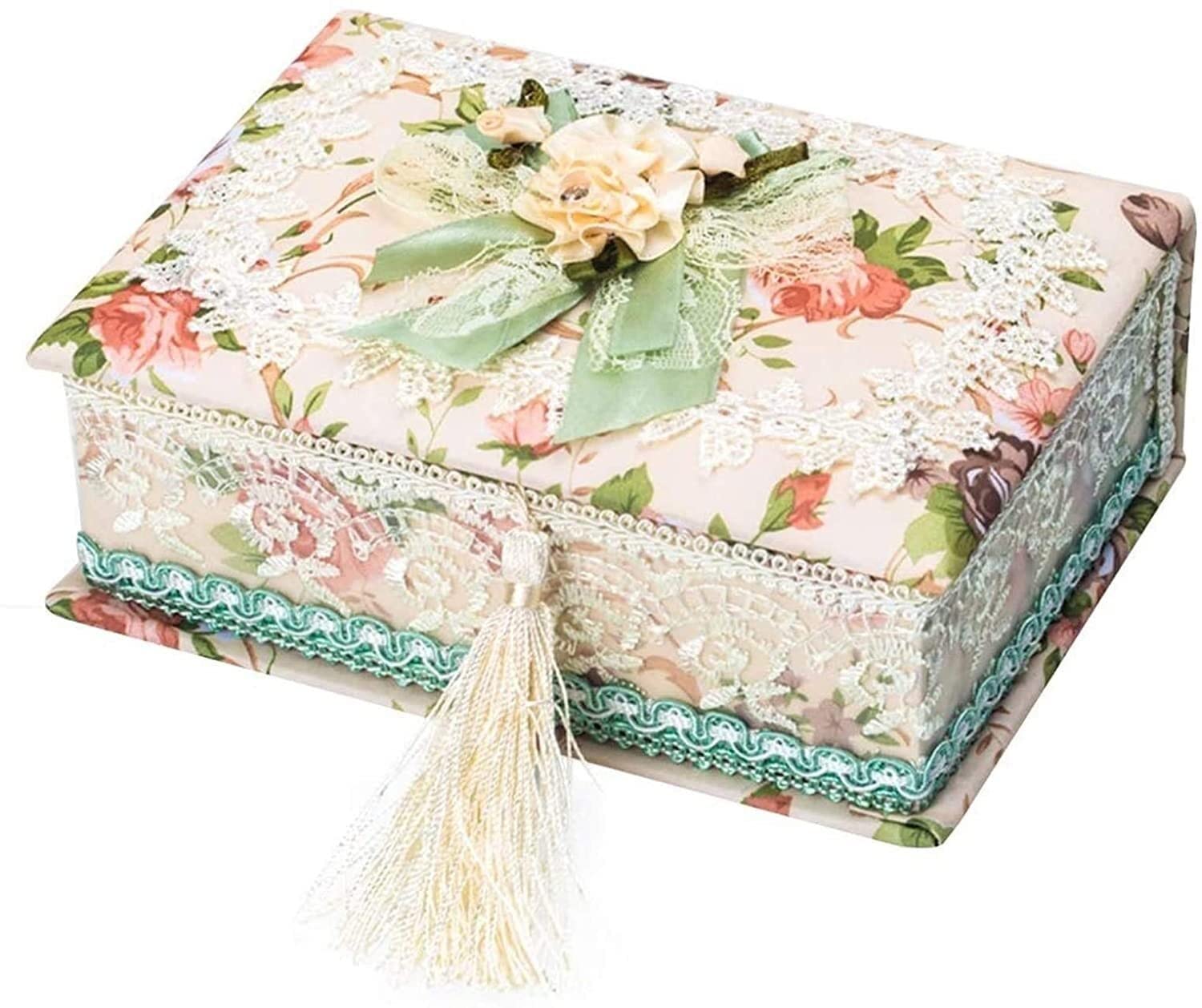 TIANQIHAO Small Travel Jewelry Organizer Jewelry Box Storage Wooden Fresh Chic Jewelry Storage Box Vintage Jewelry Box For Women Girls For Necklace Earrings Rings Bracelets Vintage