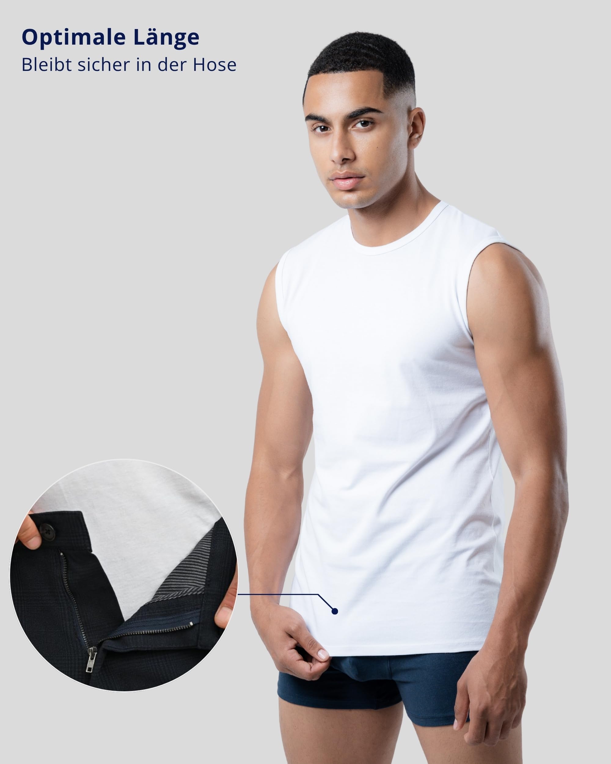 SKIPPER 3er Pack Herren Tank Top Ärmellose T-Shirts Weiß – Stretch Baumwolle, atmungsaktiv & formstabil – Slim Fit S-3XL