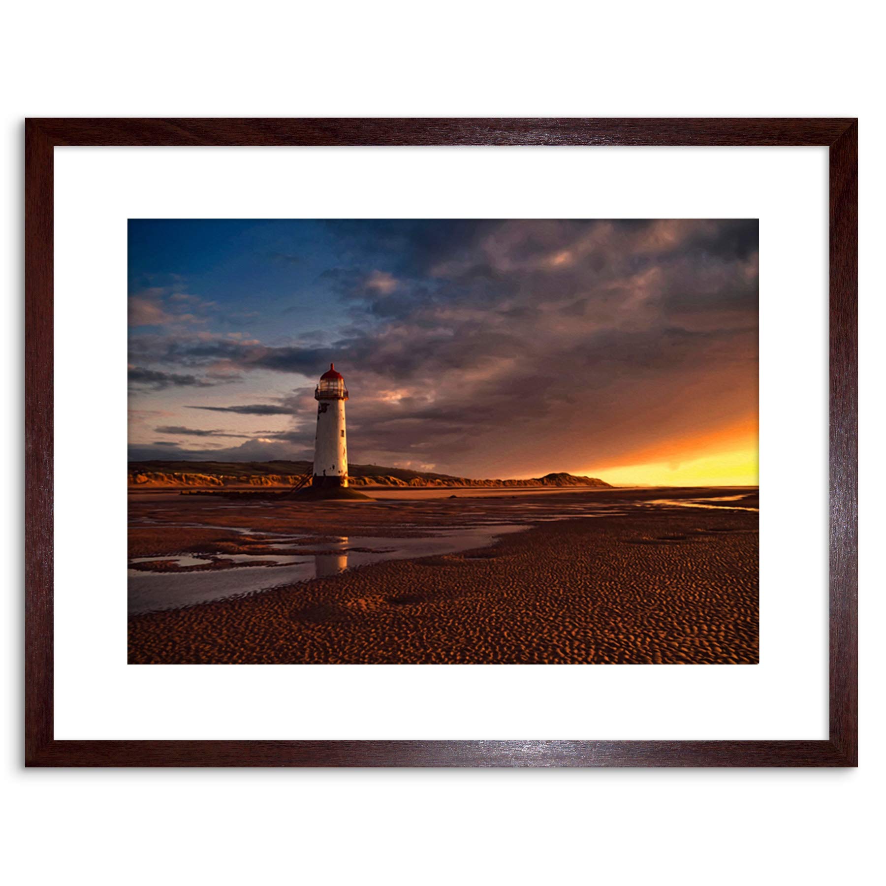 Wee Blue Coo PHOTO LANDSCAPE LIGHTHOUSE TALACRE WALES FRAMED ART PRINT POSTER F97X12228