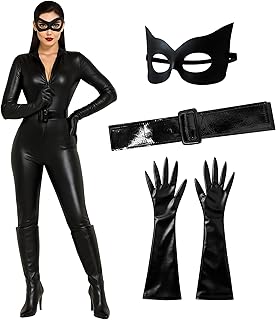 Morph Black Catsuit For Women Leather Jumpsuit Womens Adult Black Cat Suit Halloween