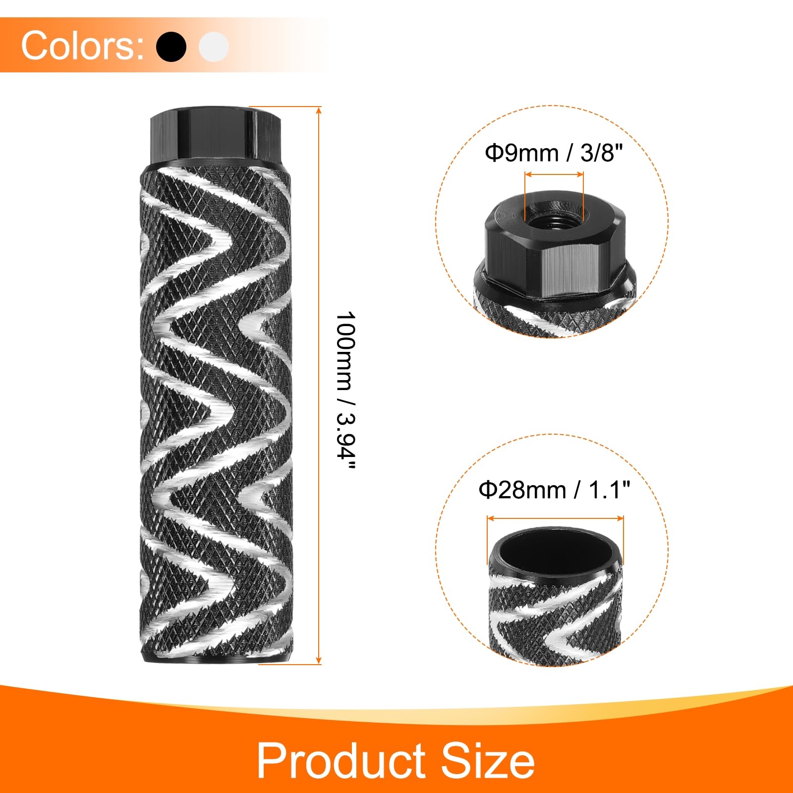 HARFINGTON 2 Pairs Bike Pegs Aluminum Alloy Rear Stunt Pegs Anti-Skid Foot Pedals Fit 3/8