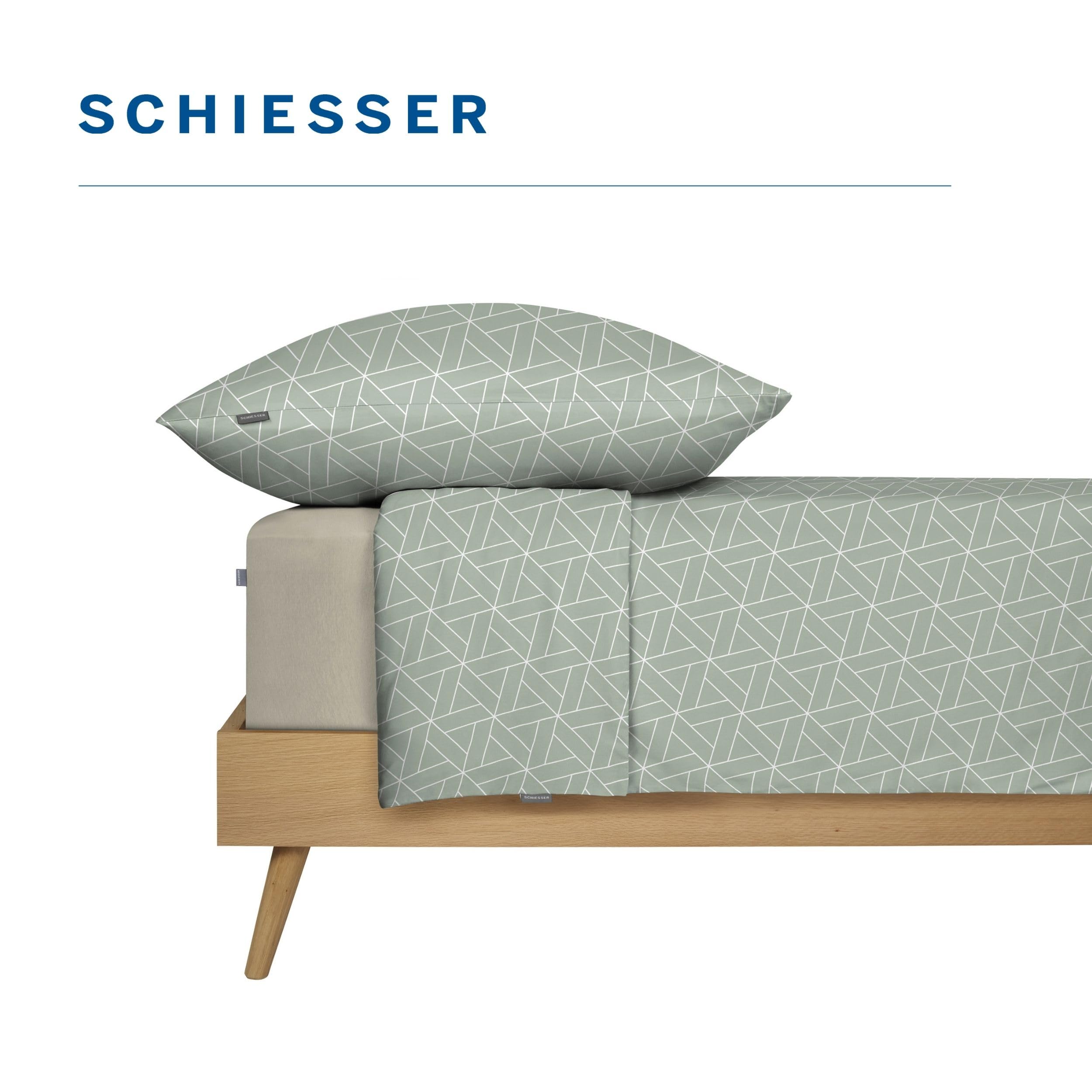 Schiesser Bettwäsche 135x200 cm | 100% Baumwolle | Mint | Grafikprint