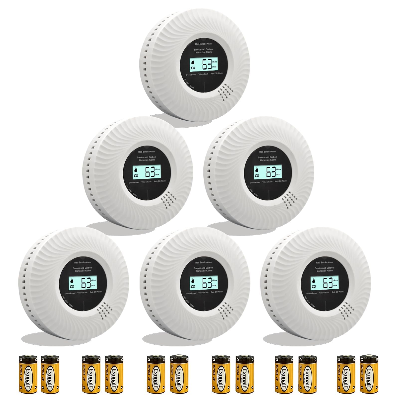 Carbon Monoxide & Smoke Alarm with Voice Alerts | 10-Year Sealed Battery | Dual Sensor Protection | EN14604 & EN50291 Certified | Fast Detection & Easy Installation (6-Pack)