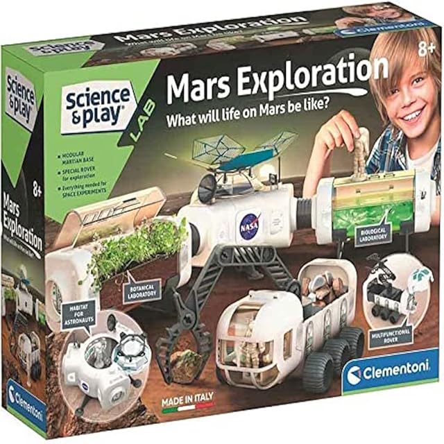 Clementoni 61545 Science & Play Lab-NASA Mars Exploration-Educational and Scientific, Science Kids 8 Years, STEM Toys, Experiment Kit, English Version-Made in Italy