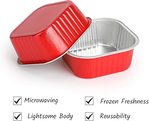 Miniatura 2 de EUSOAR Ramequines desechables con tapas, 10 onzas, 50 tazas cuadradas para hornear con tapas, 10.1 fl oz, forros para muffins, aperitivos, postres,