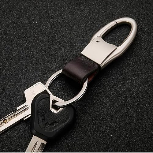 Miniatura 5 de Llavero de cuero para automóvil con clip de mosquetón con 1 llavero de ganchos, soporte para bolso, cinturón, llavero, llavero, regalo resistente