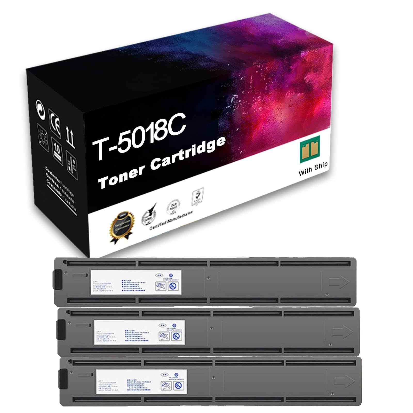 Nuovo Set Di Cartucce Toner Nero Compatibili Con Chip Per Stampante Toshiba T-5018C E-Studio 2018A 2518A 3018A 3518A 4518A 5018A,Black-3 Pcs