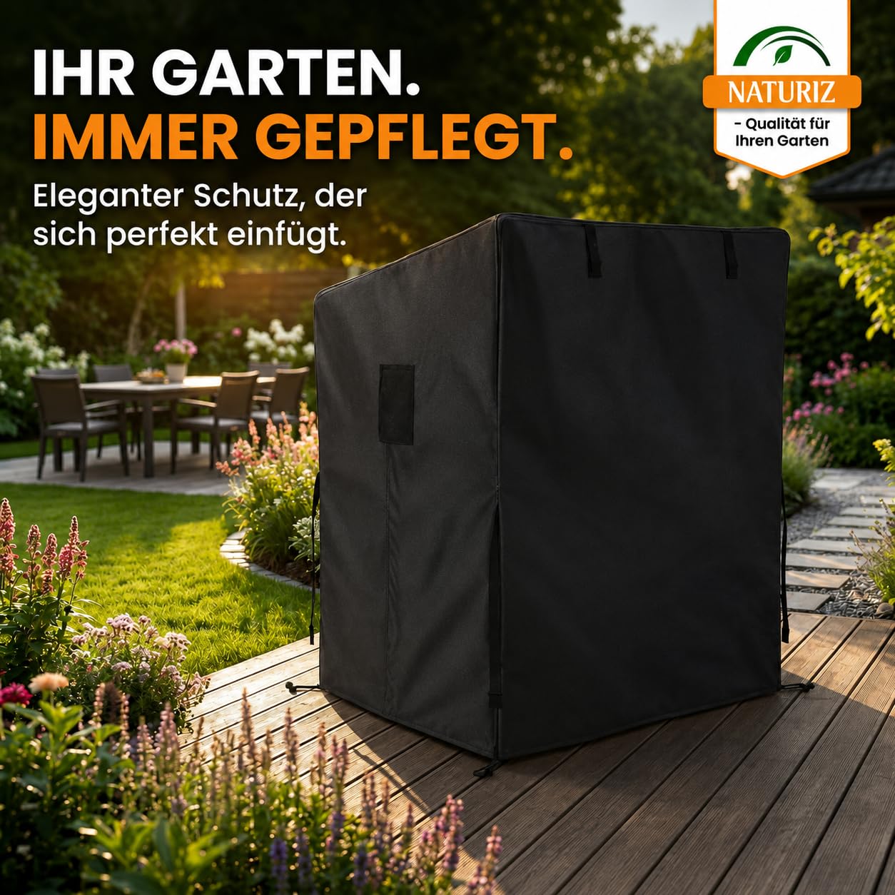 NATURIZ® Funda para sillón de playa de alta calidad, resistente al invierno, resistente a la intemperie, impermeable, resistente a los desgarros y a los rayos UV, con ventana de ventilación, Oxford