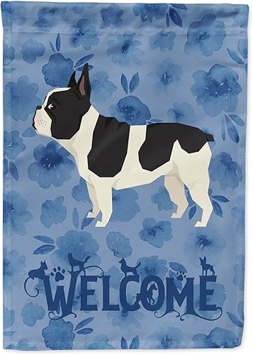 Caroline's Treasures CK6243GF Bandera de bienvenida de bulldog francés para buzón, bandera decorativa para patio exterior, obras de arte de patio,