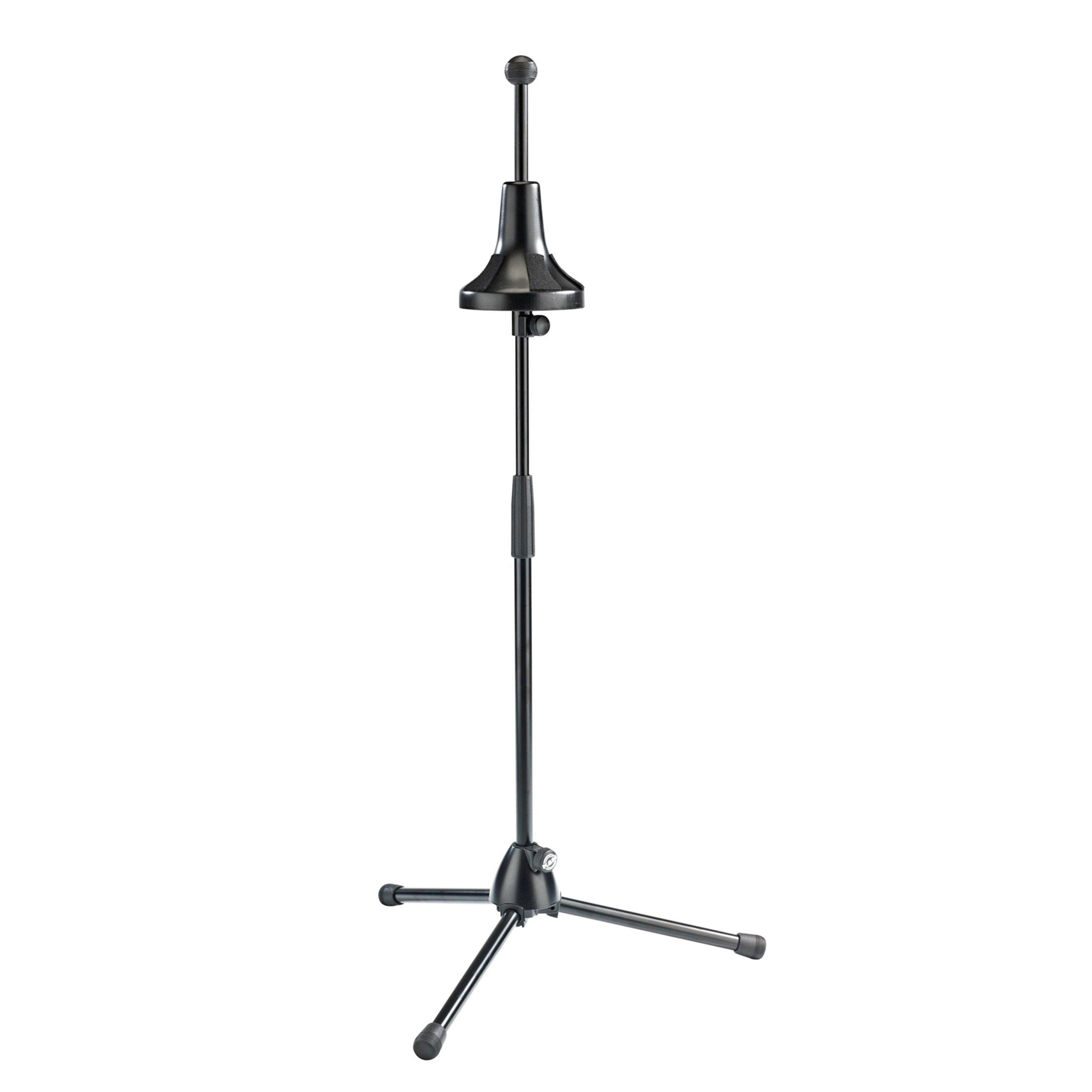 K&M 149/1 Bass-Posaunenständer Schwarz - Metallsockel, Klappfüßen - Holzkegel mit Filzauflage - 65 - 114 cm Höhe