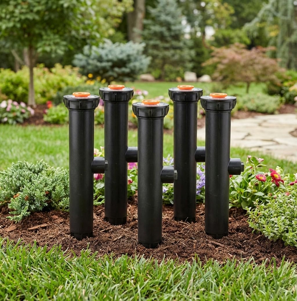 Suinga Pack 10 DIFUSOR DE RIEGO, Altura 24 cm. Aspersor de riego SIN tobera. Rosca 1/2". Altura Emergencia 15 cm, utilizando para superar Altura de Plantas y arbustos, Negro