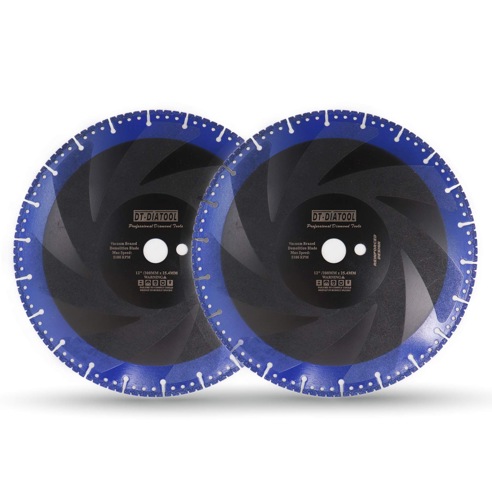 DT-DIATOOL Diamond Saw Blade 2PCS 12 Inch / 300mm Multi Purpose Cut-Off Wheel for Reinforced Concrete Steel Pipe Rebar Iron PVC All Tough Materials