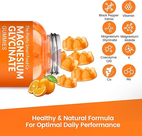 Miniatura 2 de Gomitas de glicinato de magnesio de 1000 mg - 90 unidades Suplementos de magnesio y potasio para relajación, alivio del estrés, con vitamina D, B6