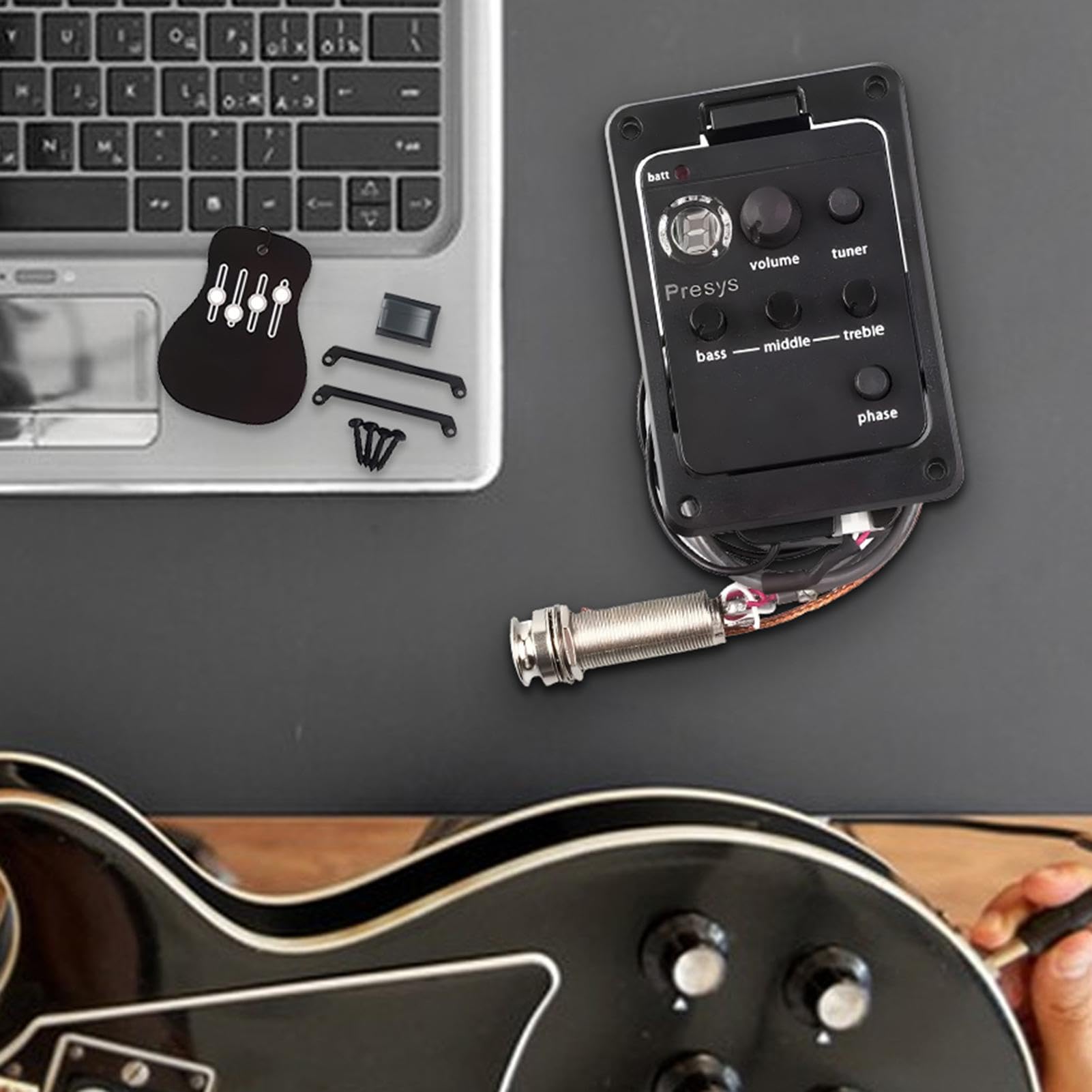 Pastilla de guitarra acústica, pastilla piezoeléctrica para guitarra clásica - Preamplificador acústico | Ecualizador de preamplificador de guitarra, transductor eléctrico acústico, indicador de bate