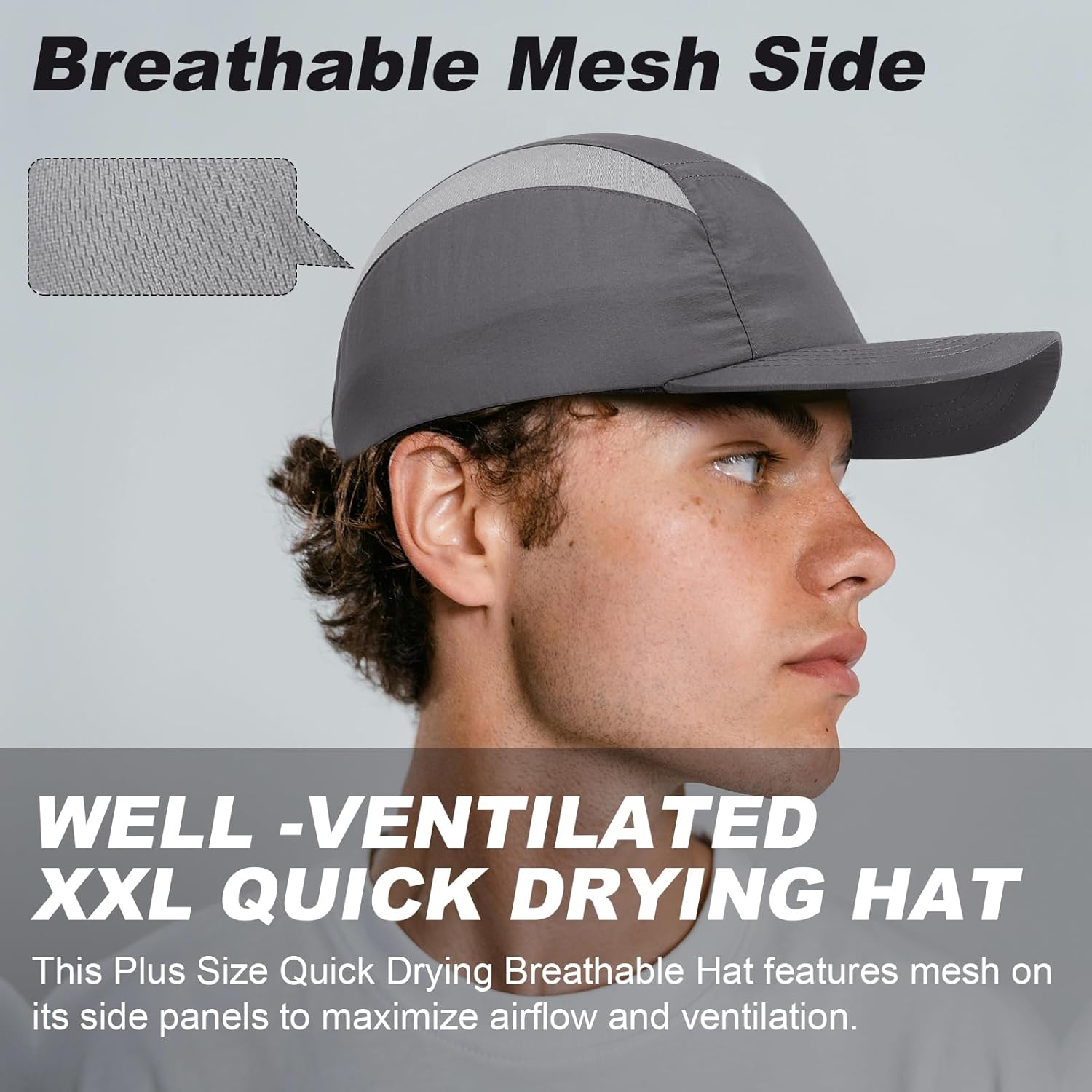 Oversize XXL Quick Dry Baseball Caps for Men Big Head, Unstructured Mesh Snapback Hat Outdoor Large Size Sport Hat - Image 2