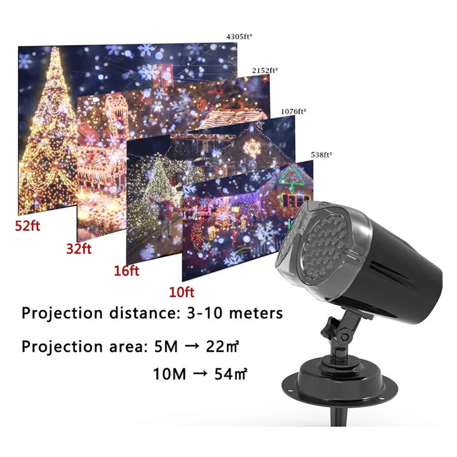 Projektor Weihnachten, Weihnachten Led Projektor Wasserdicht Party Garten Hochzeit Geschenk Fernbedienung Schneeflocke Projektion Lichter Outdoor Natale Decorazio