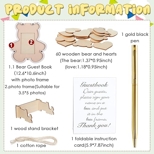 Miniatura 2 de Yookeer We Can Bearly Wait Baby Shower - Alternativas para libros de invitados con marco de fotos, centro de mesa de recepción para 60 invitados,