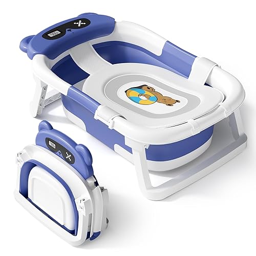 Miniatura 8 de AVIDOR Bañera de bebé 2 en 1 con soporte para recién nacidos y bebés, bañera plegable para bebés, regalos de baby shower para nuevos padres, gris