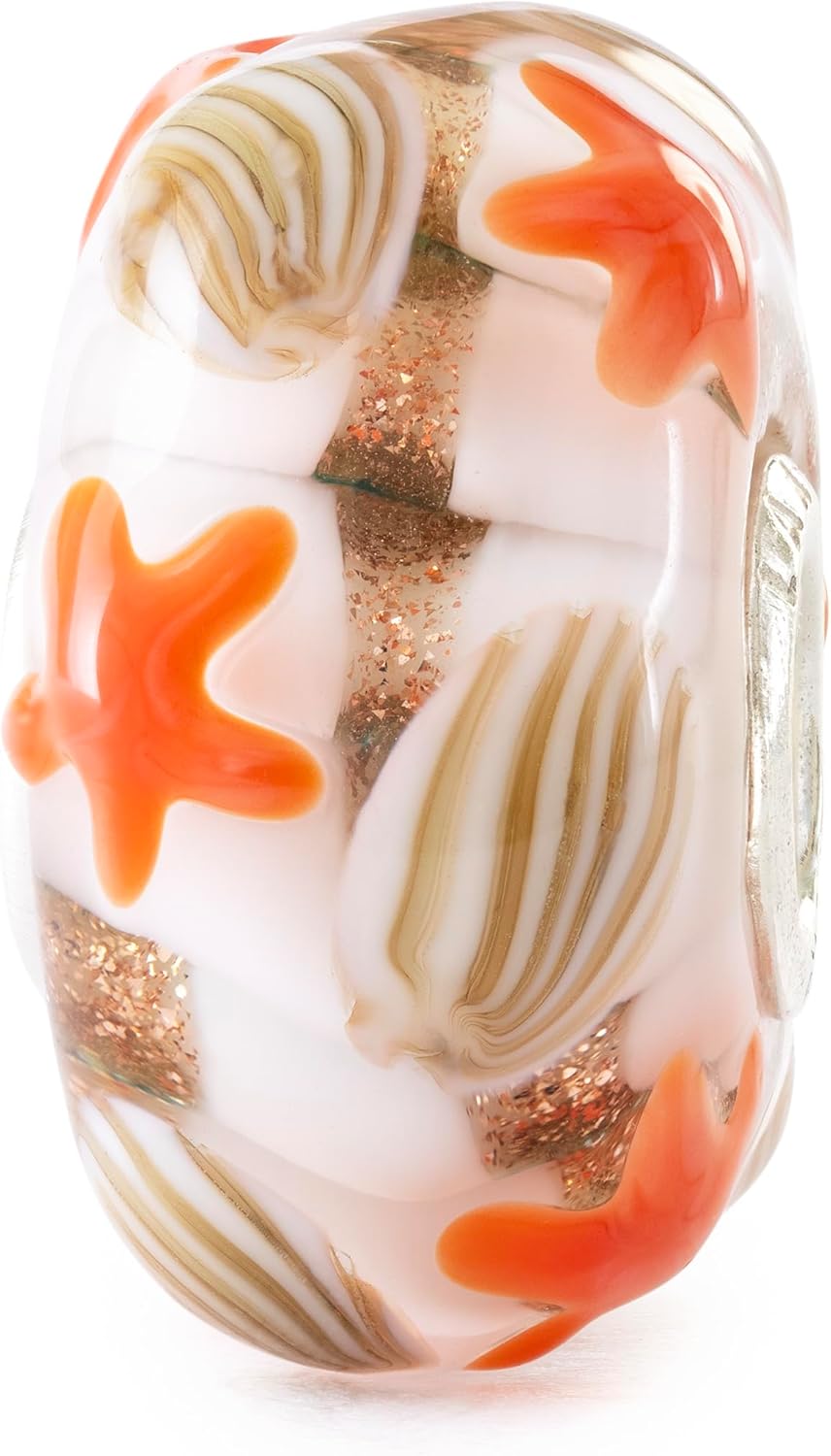 TROLLBEADS Guided by Waves Classic Bead – Ocean Starfish Charm with Golden Glitter | Authentic Brand Charm | Glass | Tides of Treasure Collection | Design by Tenzin Phuntsok & Kalden Chophel
