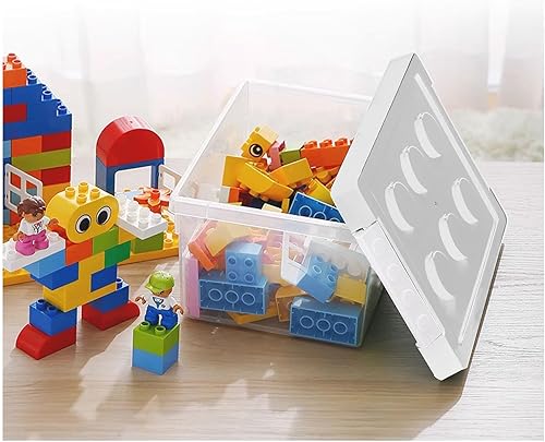 Miniatura 10 de Loobuu Contenedores organizadores de almacenamiento de juguetes con tapa, caja organizadora de plástico apilable, juego de 2, cofres de juguetes