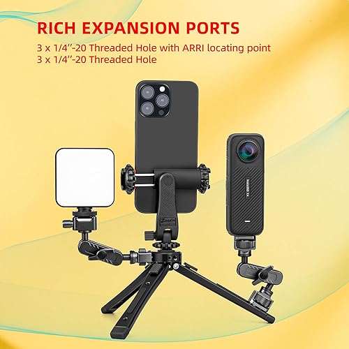 Miniatura 14 de Zeadio Mini trípode de metal, soporte de sobremesa, trípode compacto para Smooth 4, Osmo Mobile, Vimble 2, estabilizador de agarre con mango