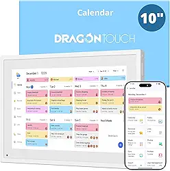 Calendário digital com tela sensível ao toque de 25,4 cm, calendário eletrônico para agenda semanal/diária, calendário inteligente para organização doméstica, suporte de mesa e controle de aplicativos