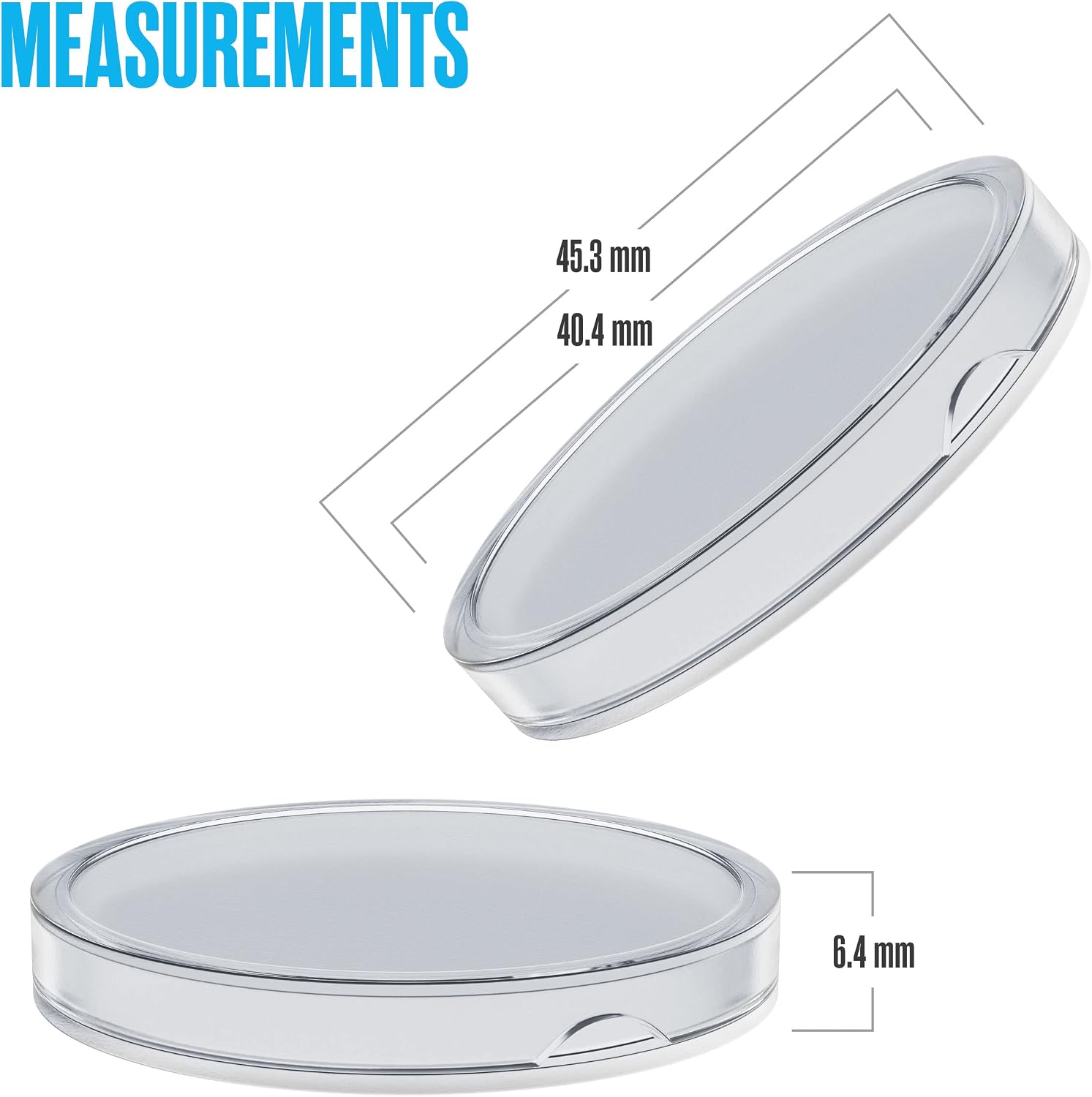 Houseables Silver Dollar Coin Holders, Coins Protectors, Eagle Capsules, 40mm ID, 25 Pack, Plastic, Clear, Air-Tite Storage Case, American Collectors Supplies, Airtite Collection Containers