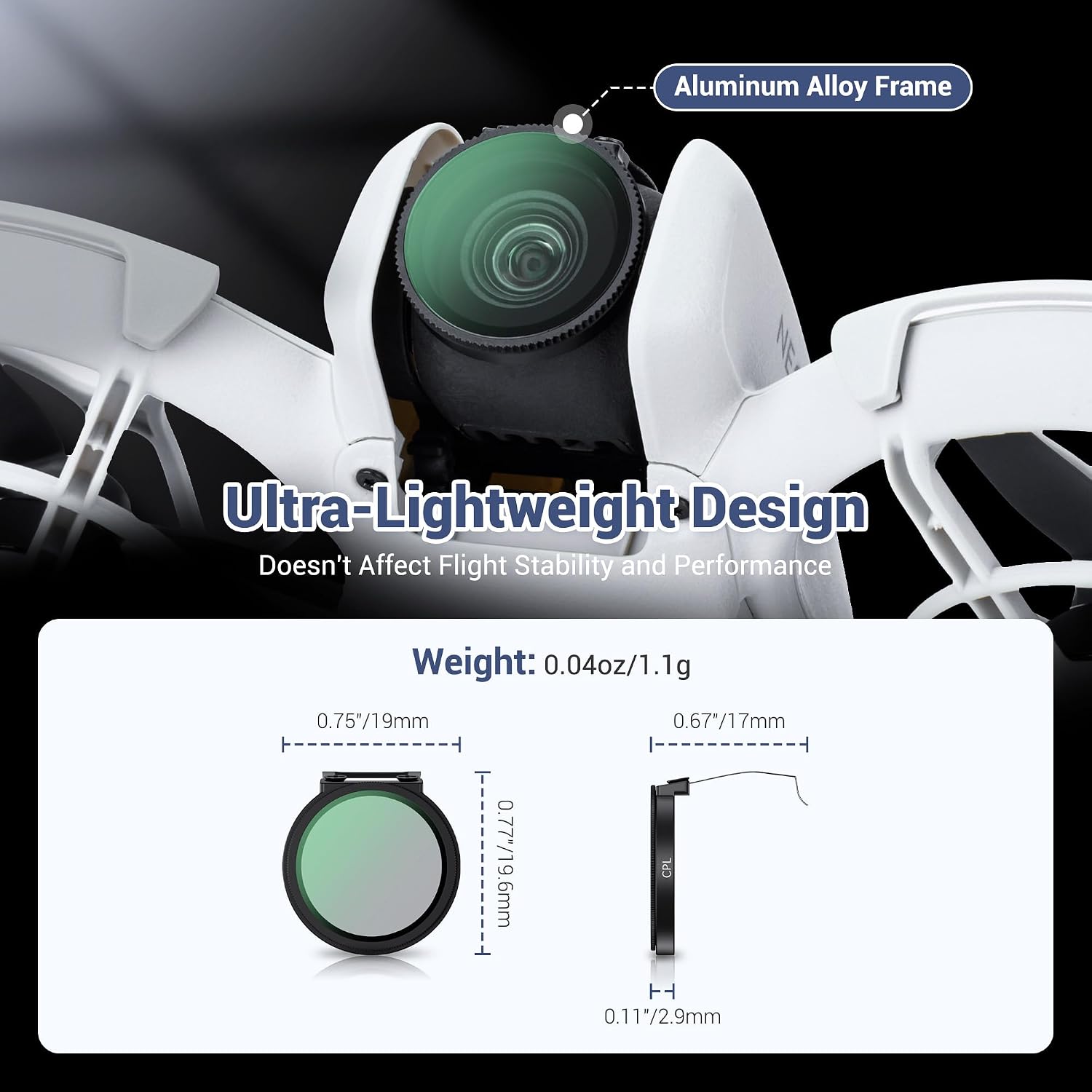 JJC Neo Drone CPL Filter, Circular Polarizer Filter for DJI Neo Drone Fly More Combo, Multi Coated HD Optical Glass Polarizing Filter with Ultra Lightweight Aluminum Frame