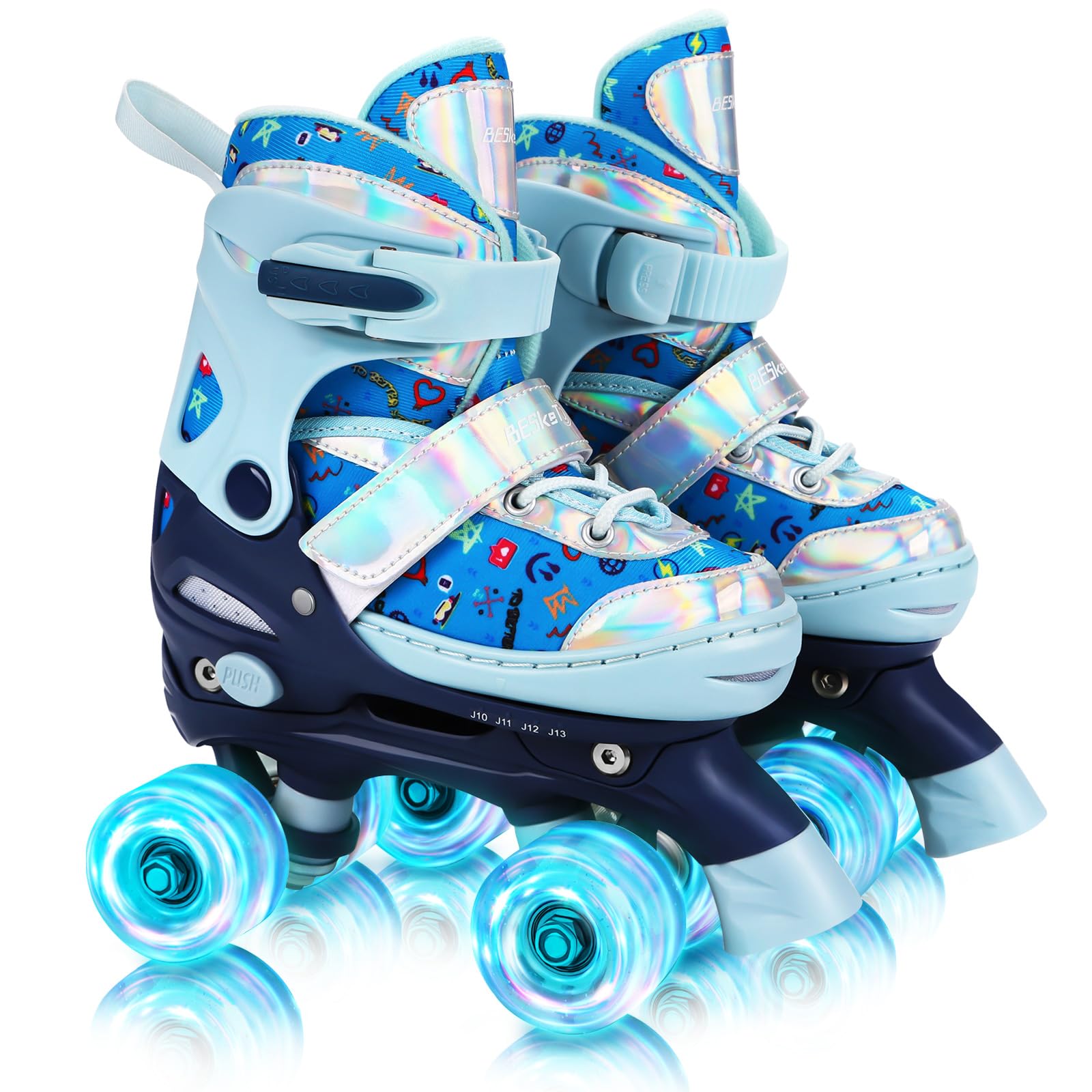 Besketo Toddler Skates for Boys, Adjustable Size 4 Shoes With All Light-Up Wheels, Sparkling Skate for Indoor/Outdoor & Birthdays - J7 to J10