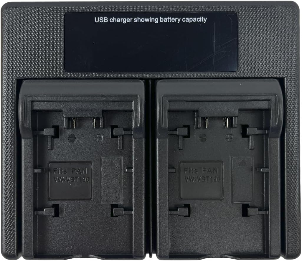 USB LED Dual Camera Battery Charger for VW-VBK180, VW-VBK360, VBT190, VBT380, Fits HC-V100 V110 V130 V160 V180 V201 V210 V250 V380 V500 V510 V520 V550 V700 V710 V720 V750 V770 VX870 VX981. image 2
