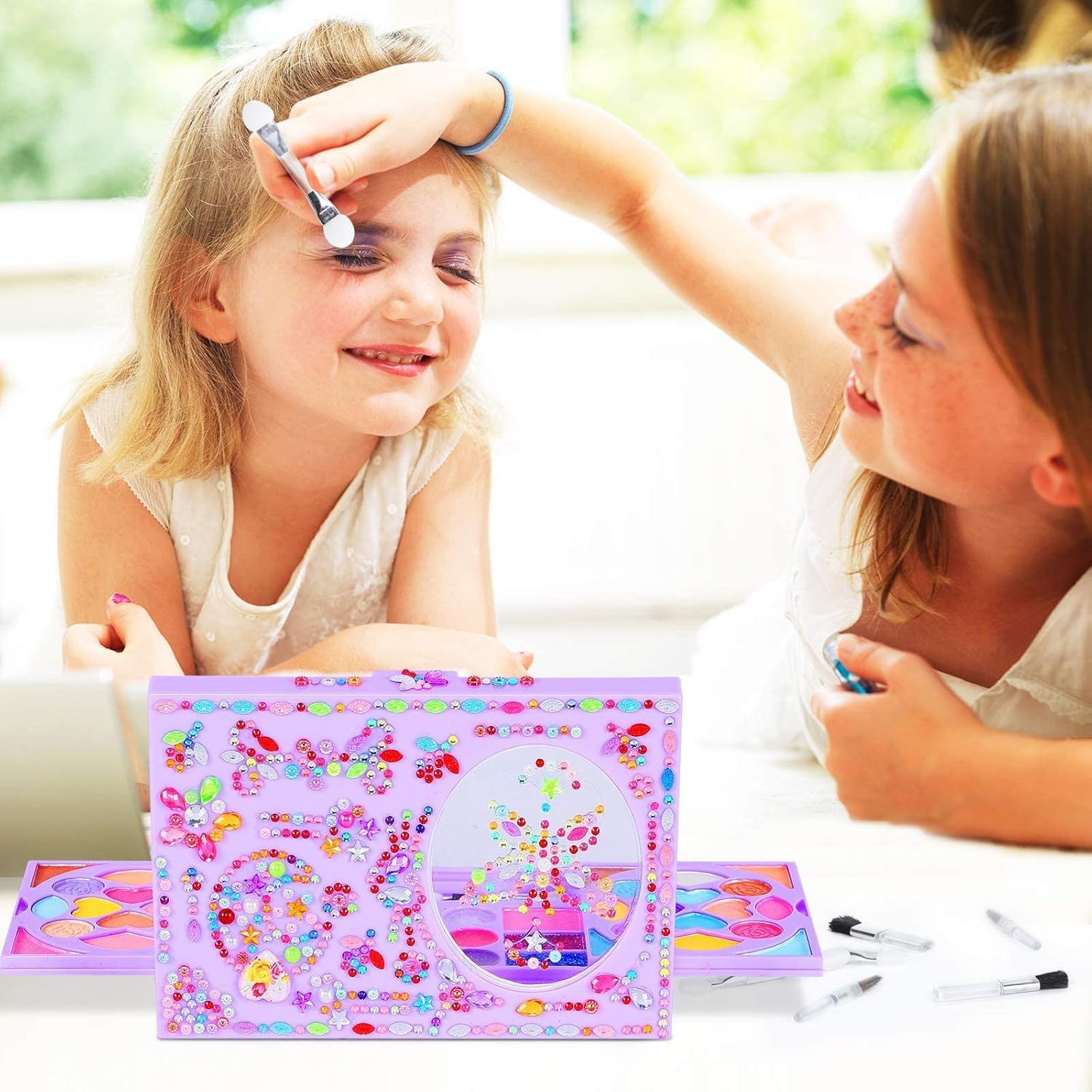Tomons Kids Washable Makeup Kit, Fold Out Makeup Palette with Mirror, Make Up Toy Cosmetic Kit Gifts for Girls - Safety Tested- Non Toxic : Toys & Games