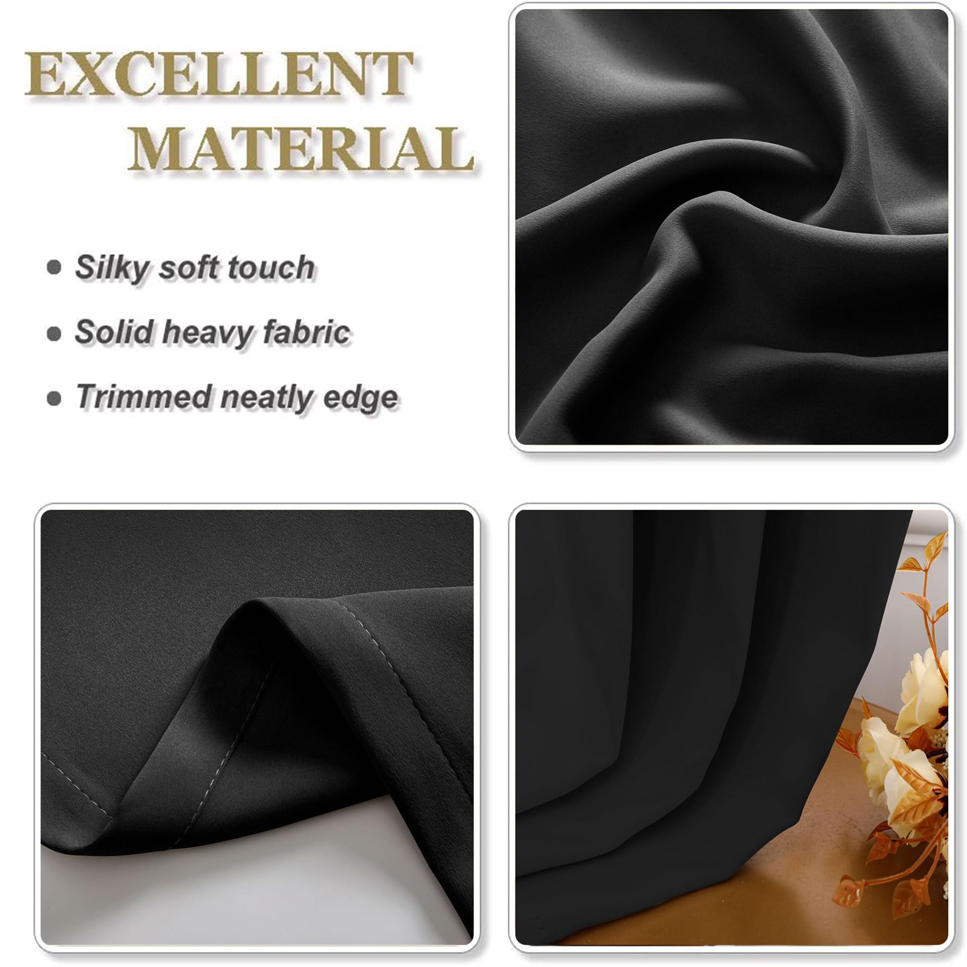 Rideau Occultant Thermiques 110 x 320 cm Rideau Occultant Thermiques Anti Froid Différentes Tailles et Couleurs Disponibles pour Maison Chambre Fenetre, Noir