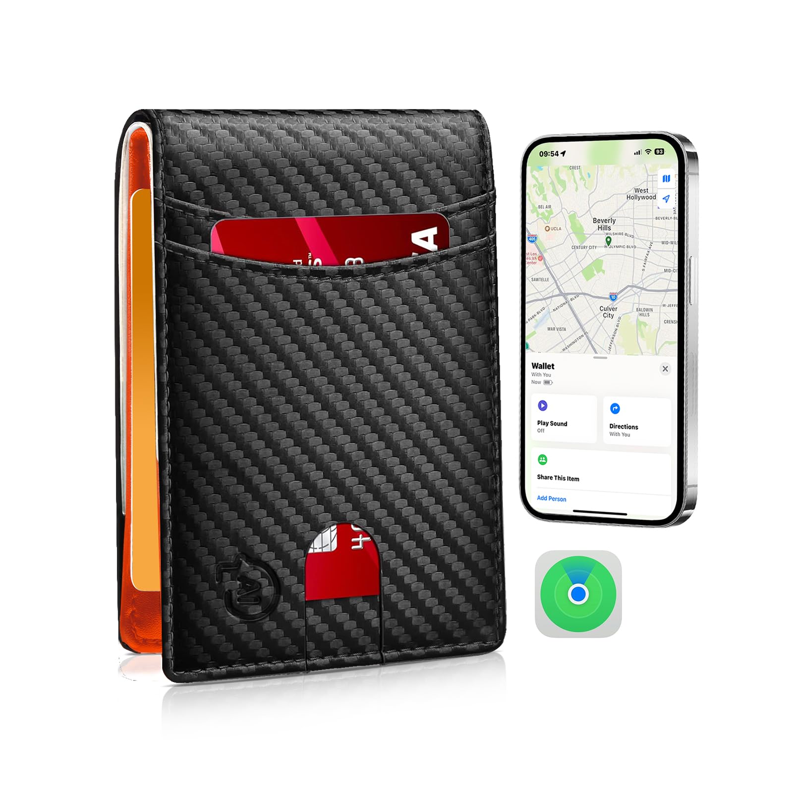 Anti-Lost Bluetooth Wallet Tracker & Finder, Front Pocket Wallets for Men, Slim Wallets for Men Minimalist Mens Wallet Credit Card Holder Gift (Carbon Black)-image-44